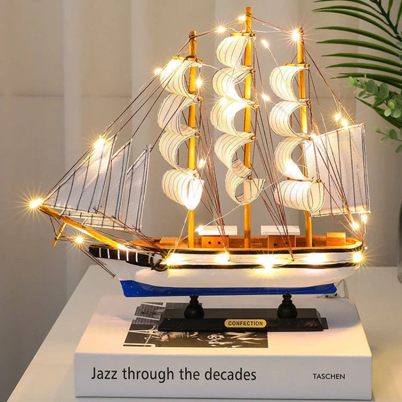 Nautical Wood Boat with Handcrafted Detail
