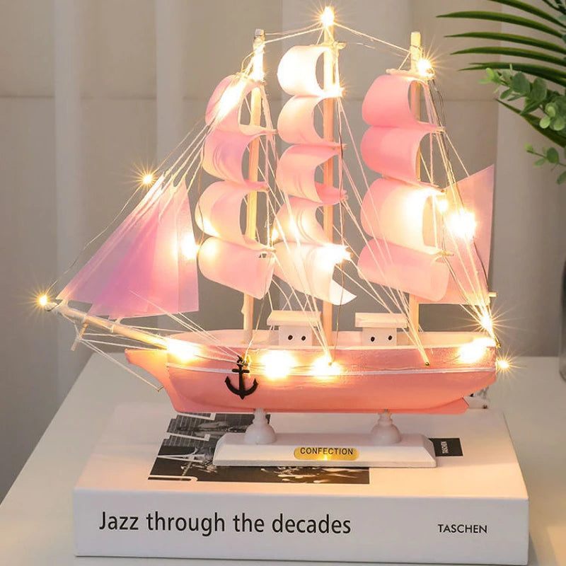 Nautical Wood Boat with Handcrafted Detail