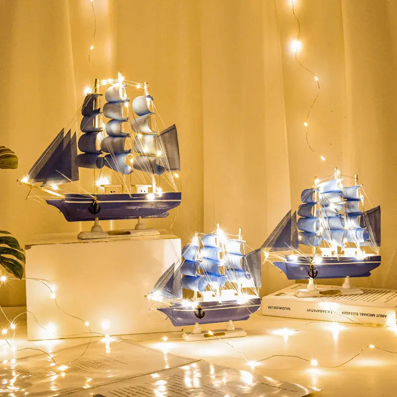 Nautical Wood Boat with Handcrafted Detail