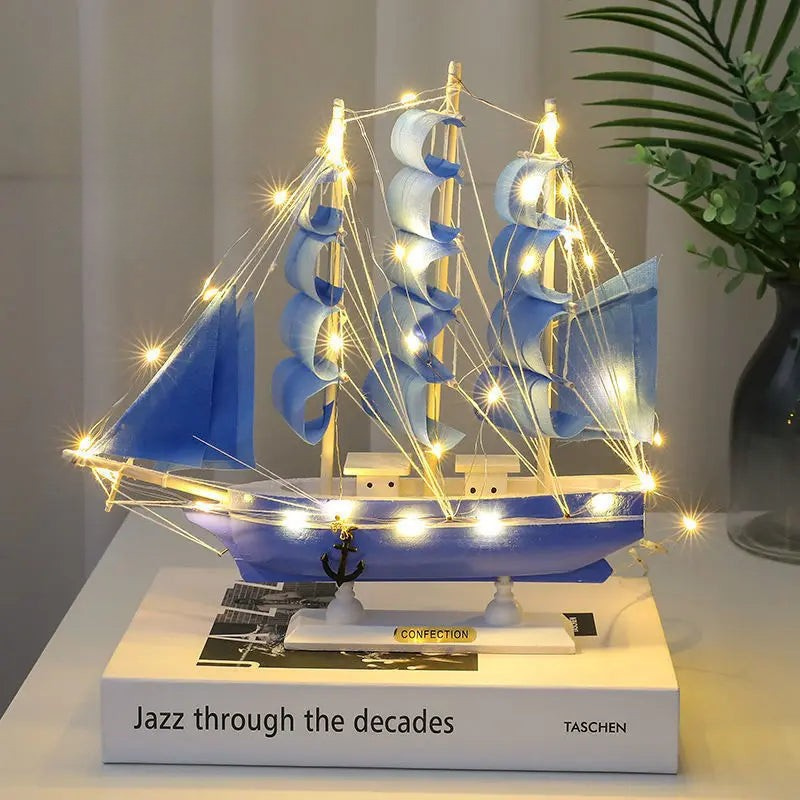 Nautical Wood Boat with Handcrafted Detail