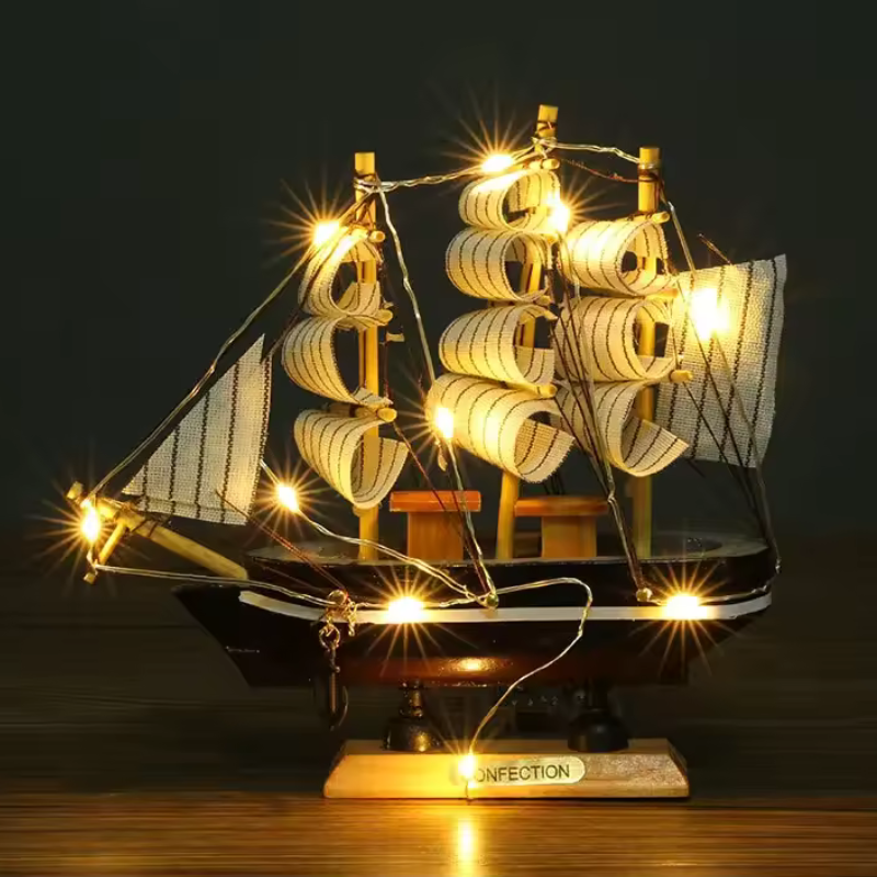 Nautical Wood Boat with Handcrafted Detail