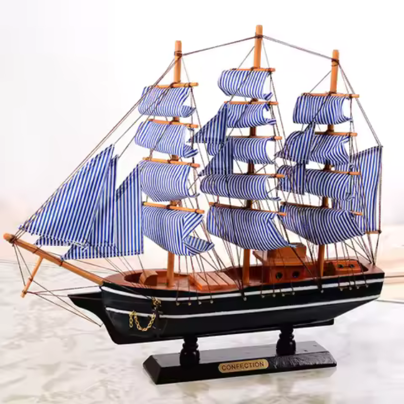 Nautical Wood Boat with Handcrafted Detail