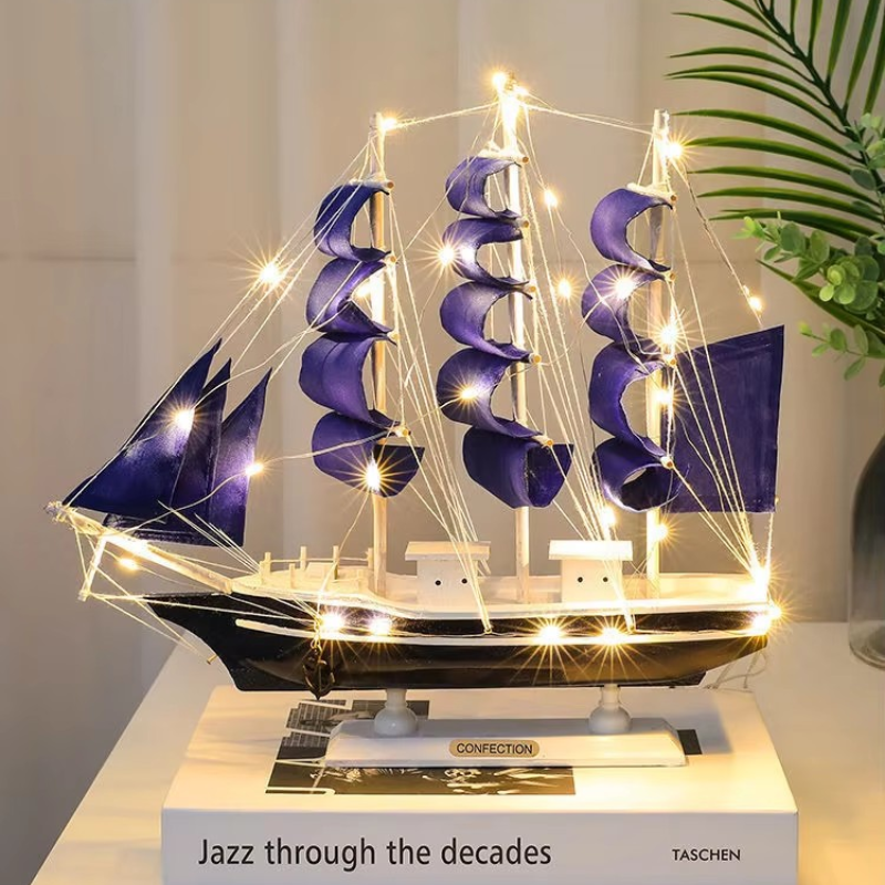 Nautical Wood Boat with Handcrafted Detail