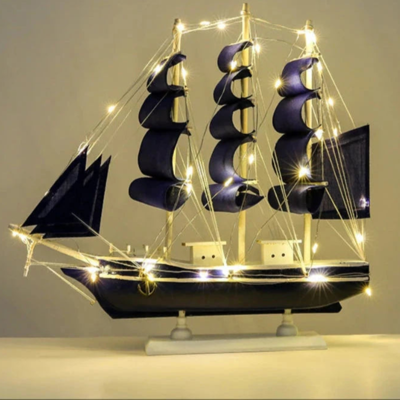 Nautical Wood Boat with Handcrafted Detail