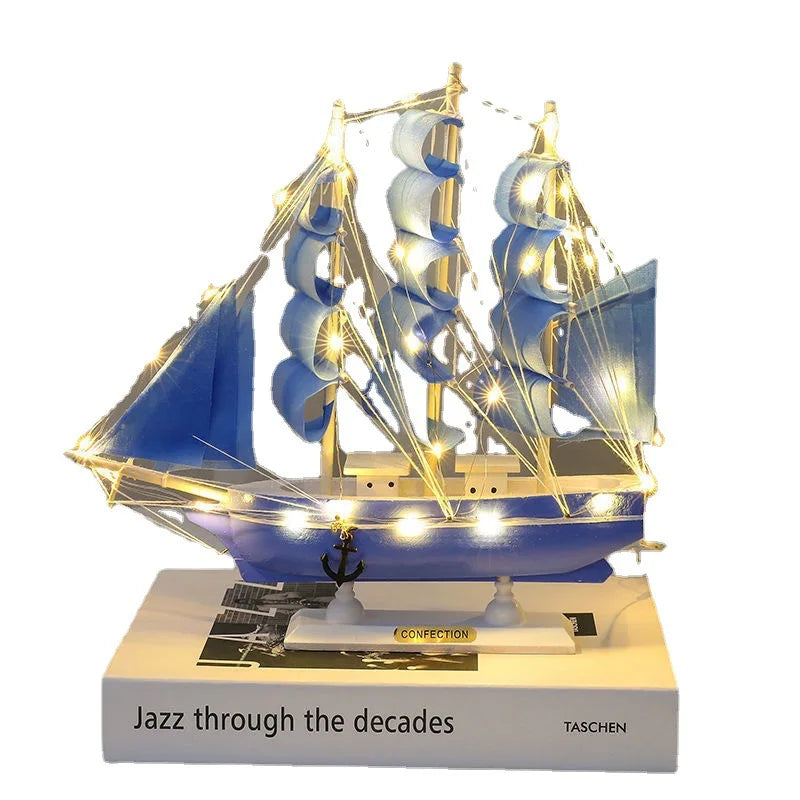 Nautical Wood Boat with Handcrafted Detail
