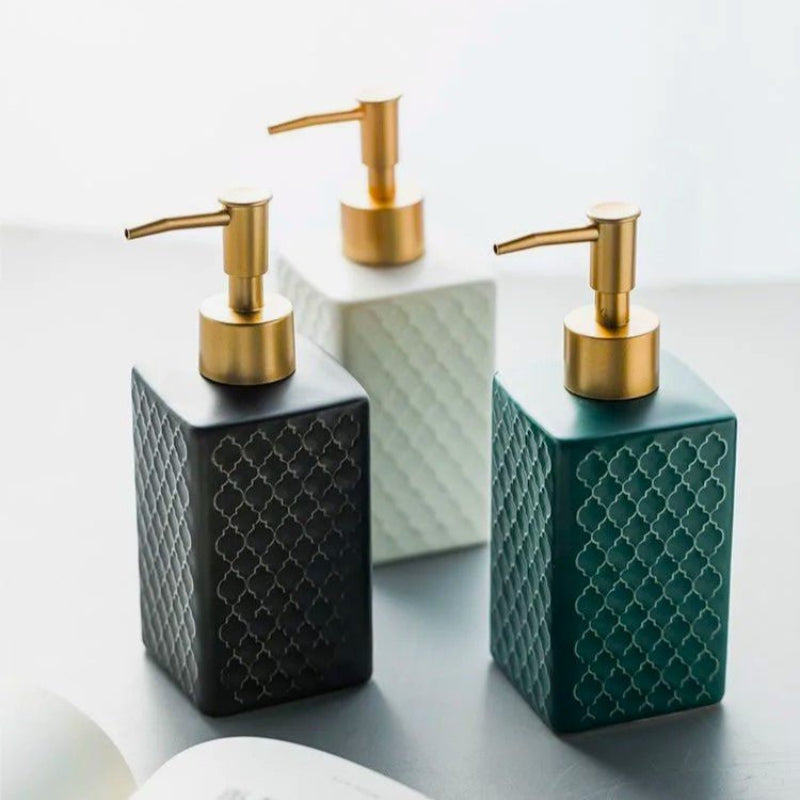 Plaid Design Ceramic Soap Dispenser