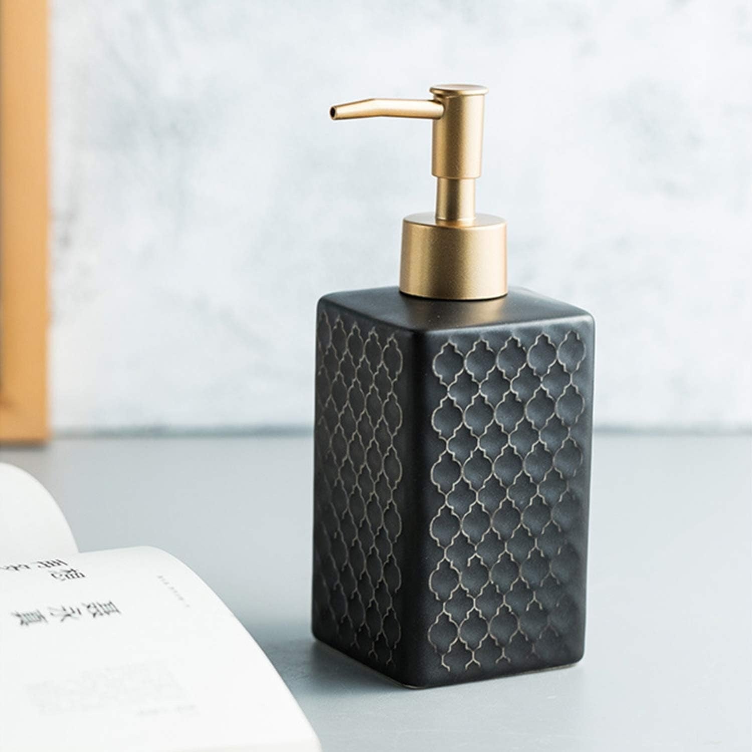 Plaid Design Ceramic Soap Dispenser