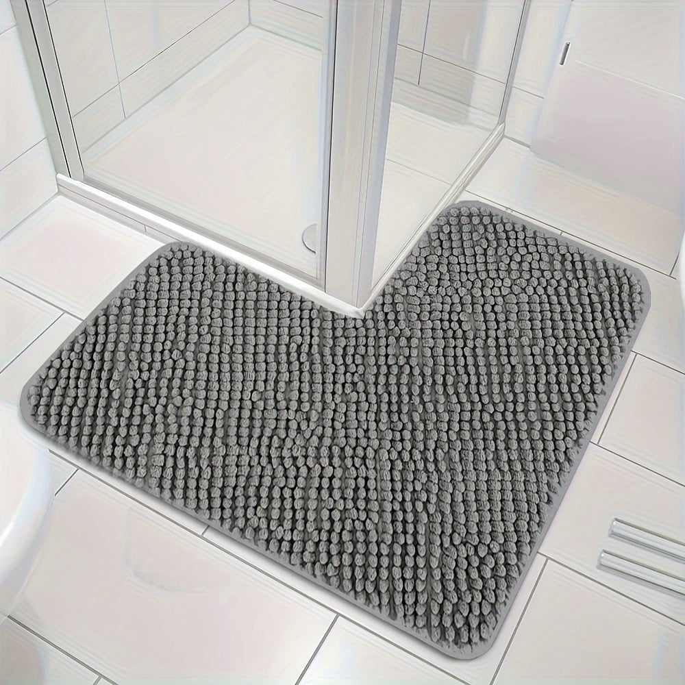 Plush L-Shaped Non-Slip Bath Mat