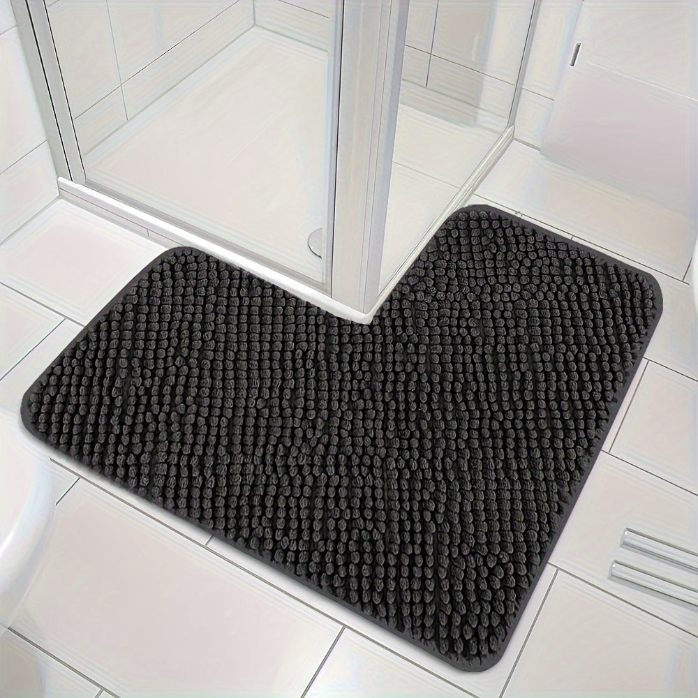 Plush L-Shaped Non-Slip Bath Mat