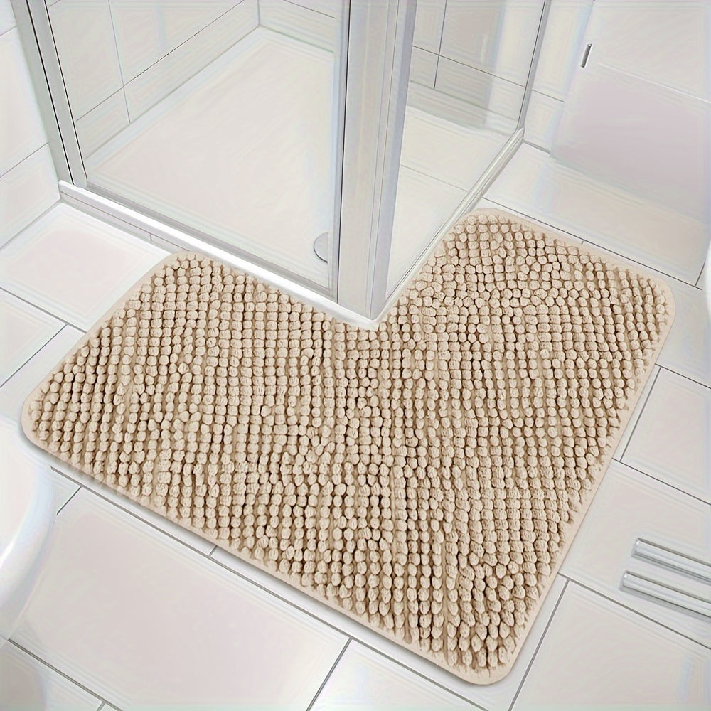 Plush L-Shaped Non-Slip Bath Mat