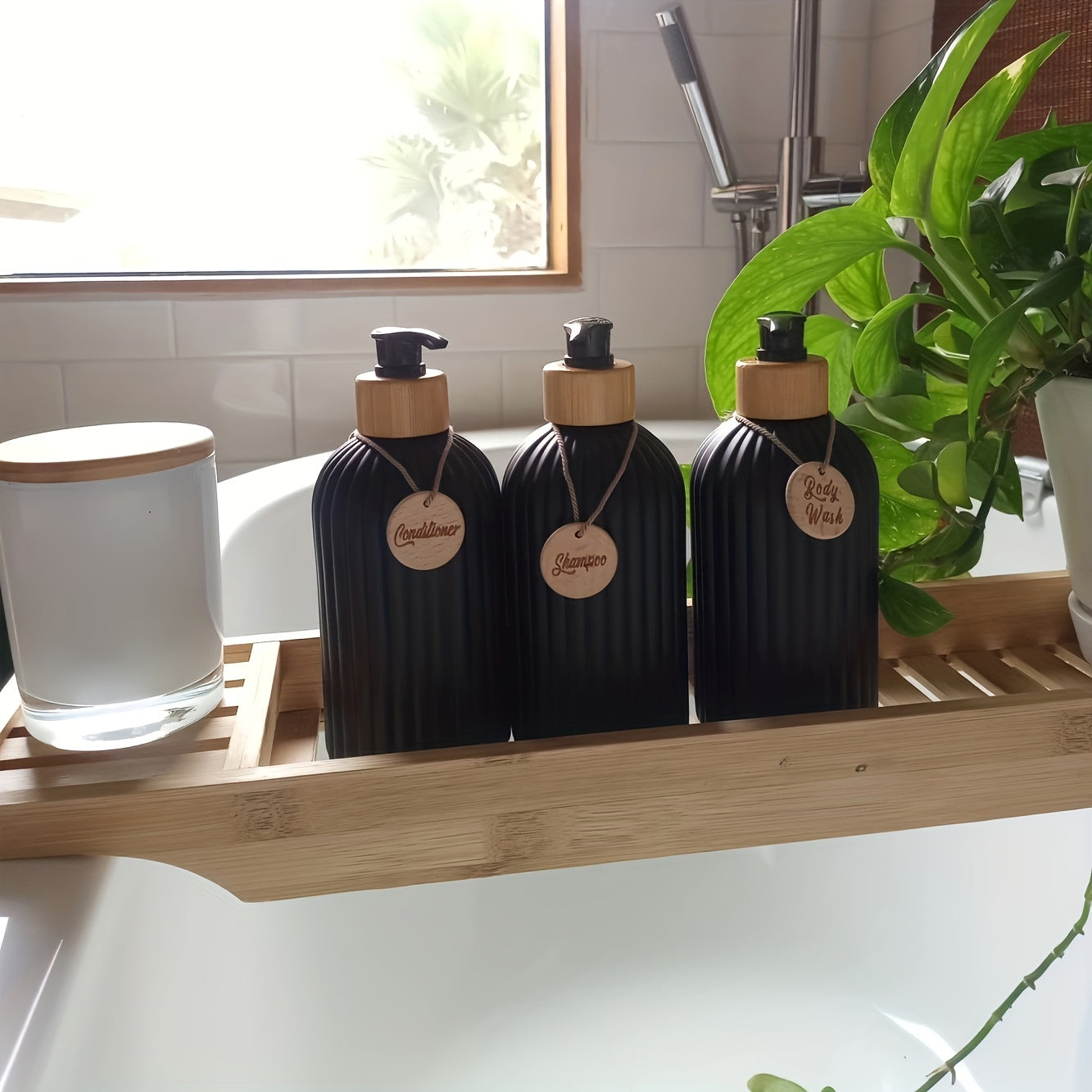 Refillable Pump Shampoo Bottle Set