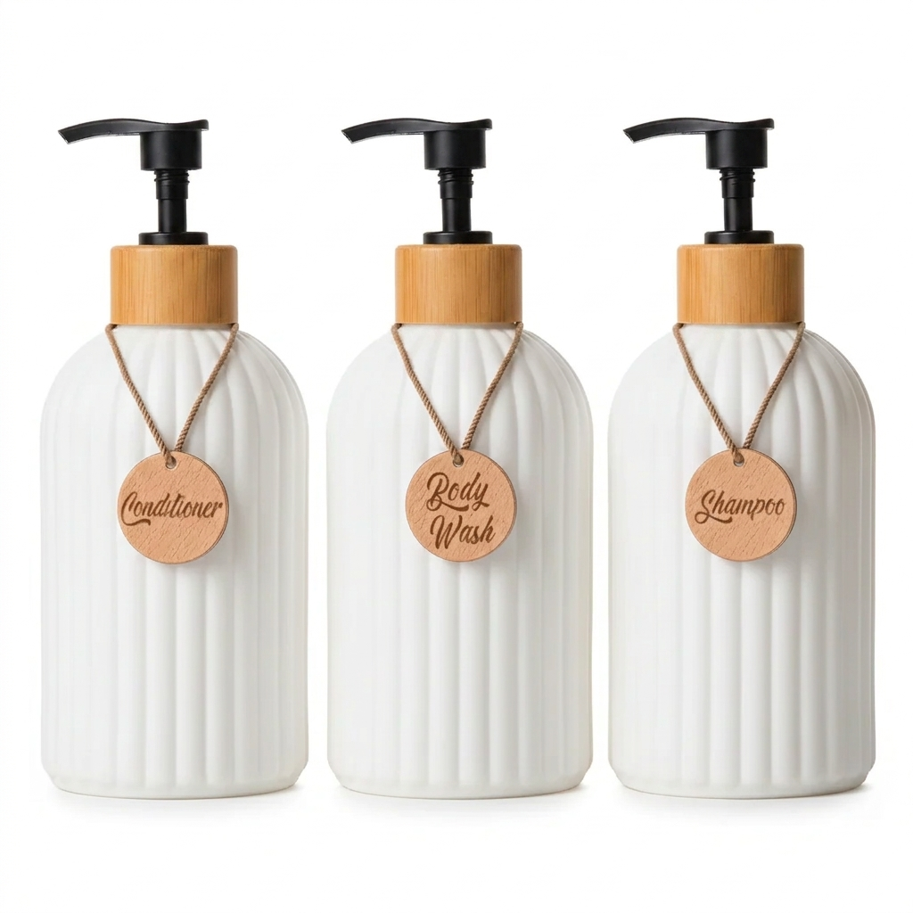 Refillable Pump Shampoo Bottle Set