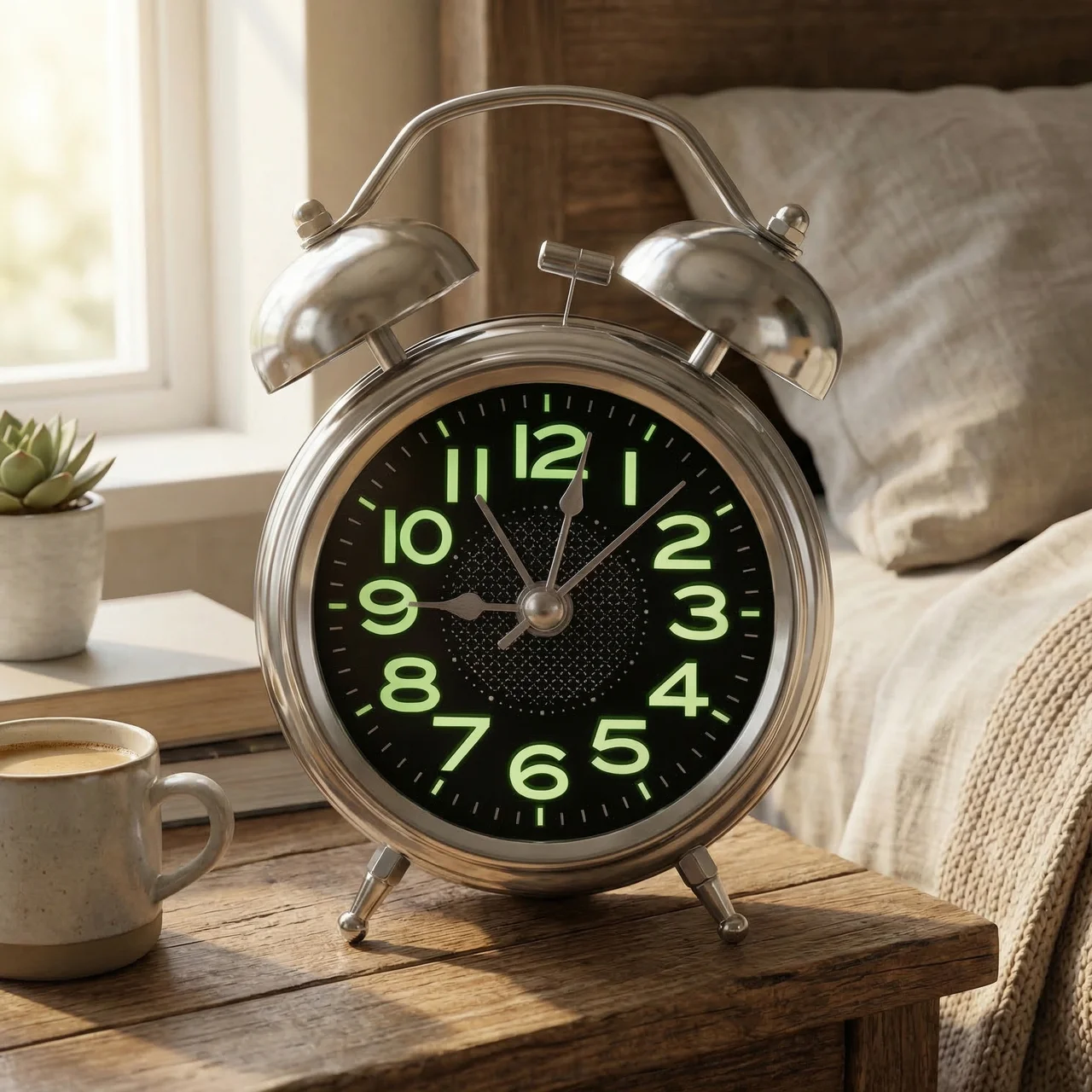 Retro Twin Bell Alarm Clock With Silent Quartz