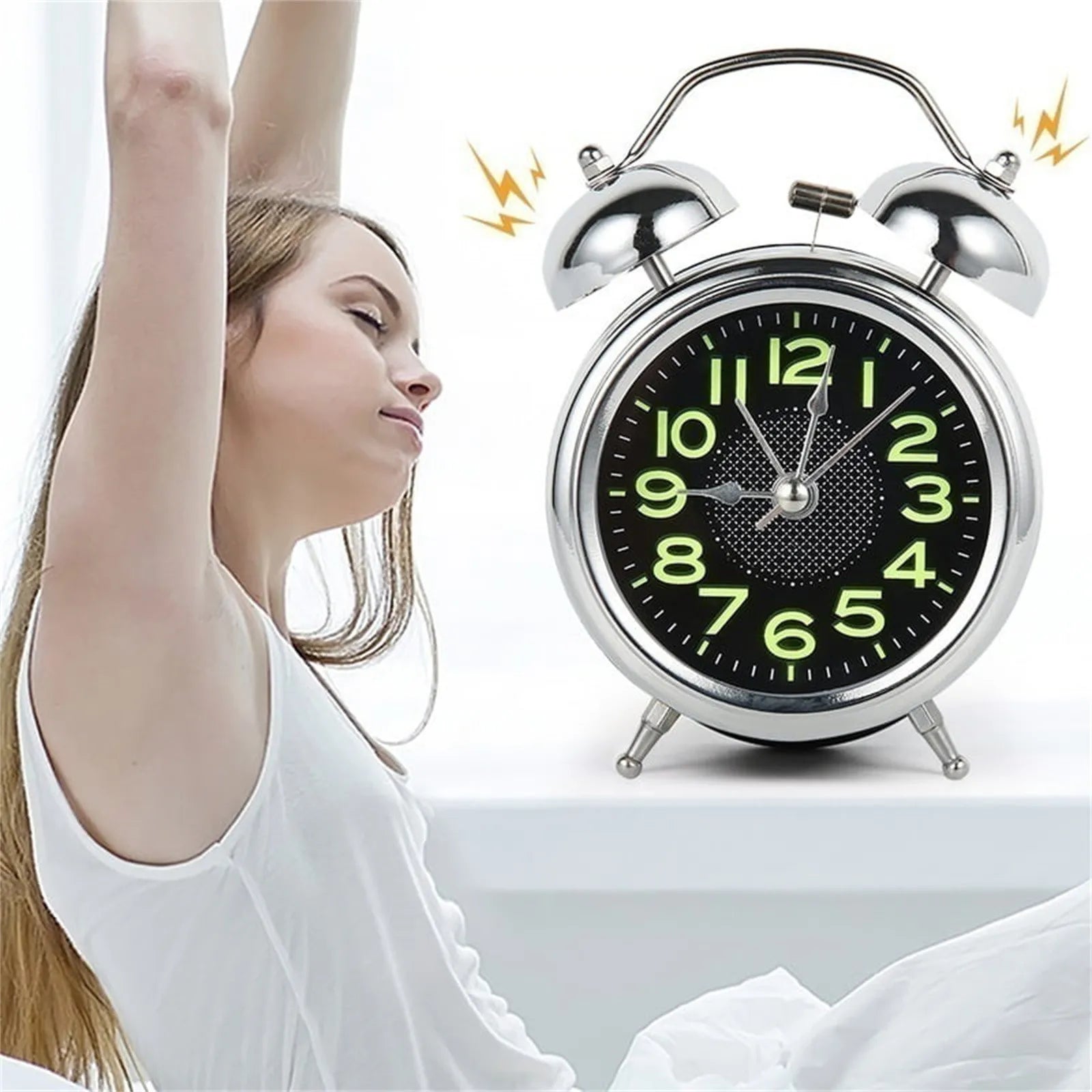 Retro Twin Bell Alarm Clock With Silent Quartz