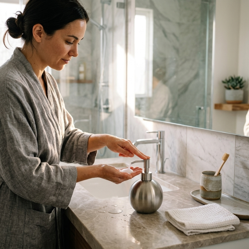 Sleek Countertop Soap Dispenser Stainless Steel