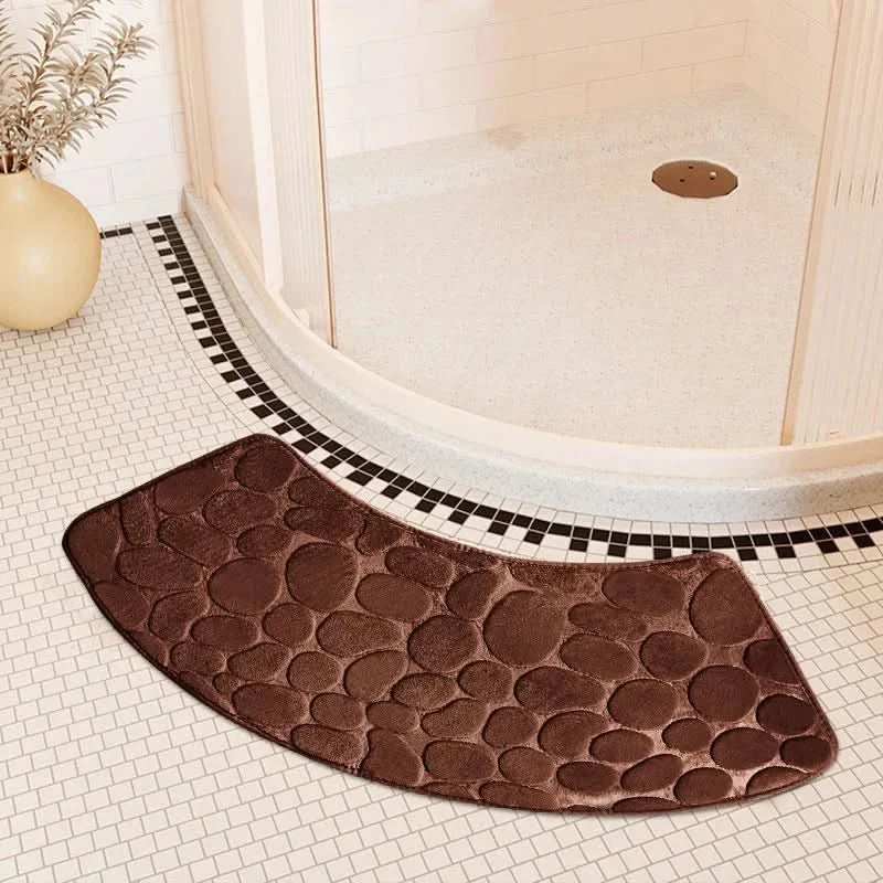 Sleek Curved Bath Mat With Non-Slip Backing