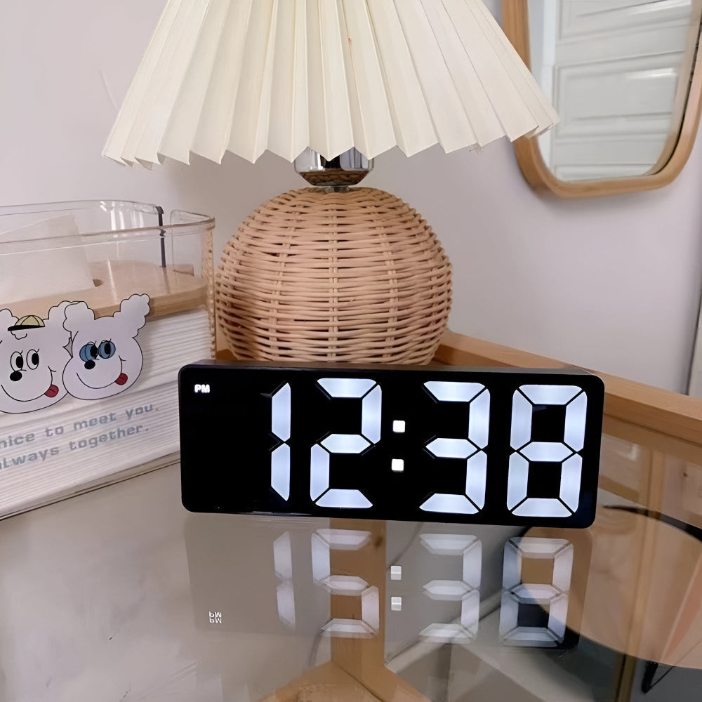 Sleek Digital Alarm Clock LED Mirror Display