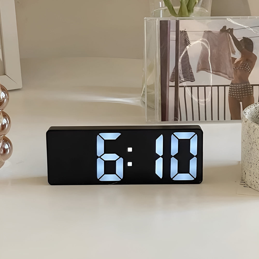 Sleek Digital Alarm Clock LED Mirror Display