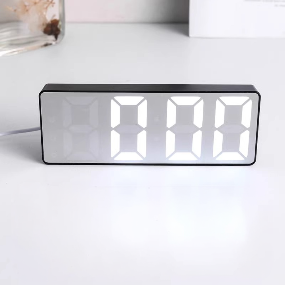 Sleek Digital Alarm Clock LED Mirror Display