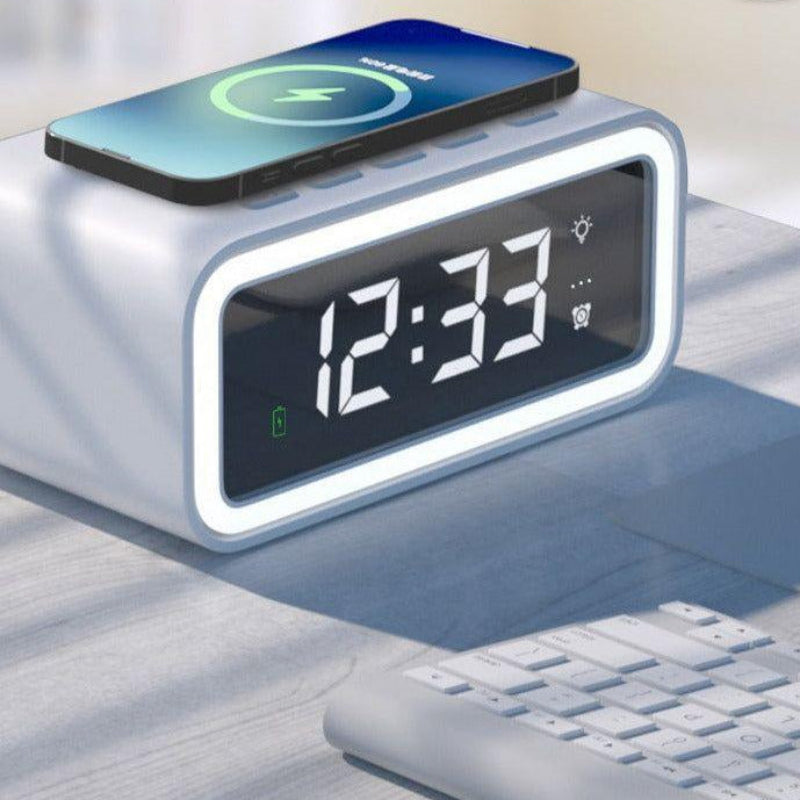 Sleek Digital Alarm Clock With Qi Wireless Charging