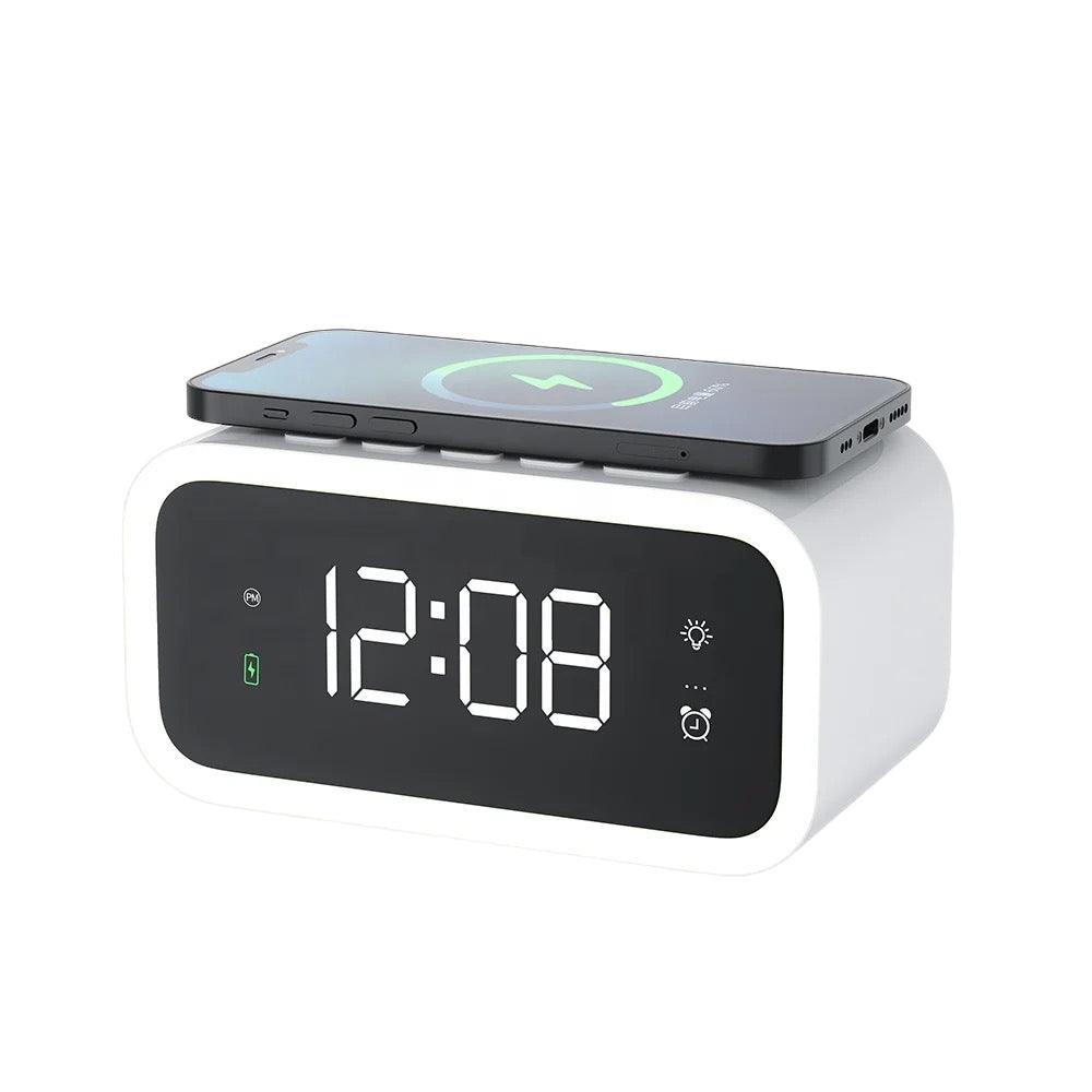 Sleek Digital Alarm Clock With Qi Wireless Charging