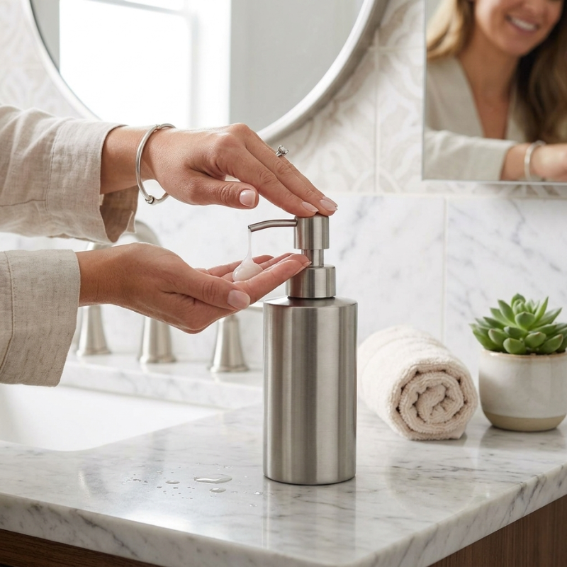 Sleek Hand Soap Dispenser With Refillable Design