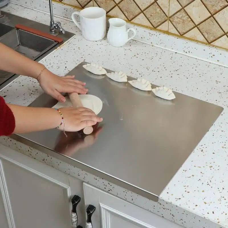 Stainless Steel Cutting Board With Integrated Lip
