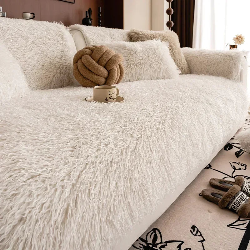 Stretchable Sofa Cover Faux Lambswool