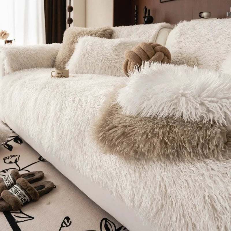 Stretchable Sofa Cover Faux Lambswool