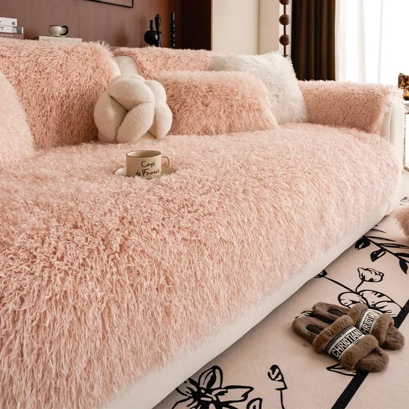 Stretchable Sofa Cover Faux Lambswool