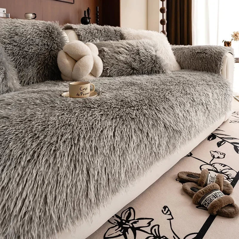 Stretchable Sofa Cover Faux Lambswool