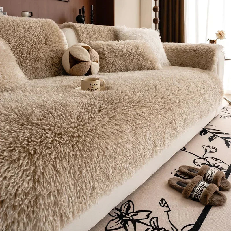 Stretchable Sofa Cover Faux Lambswool