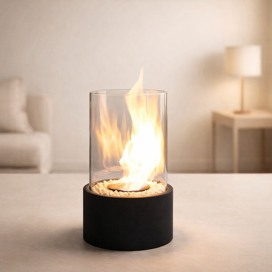 Tabletop Fireplace With Glass Cylinder
