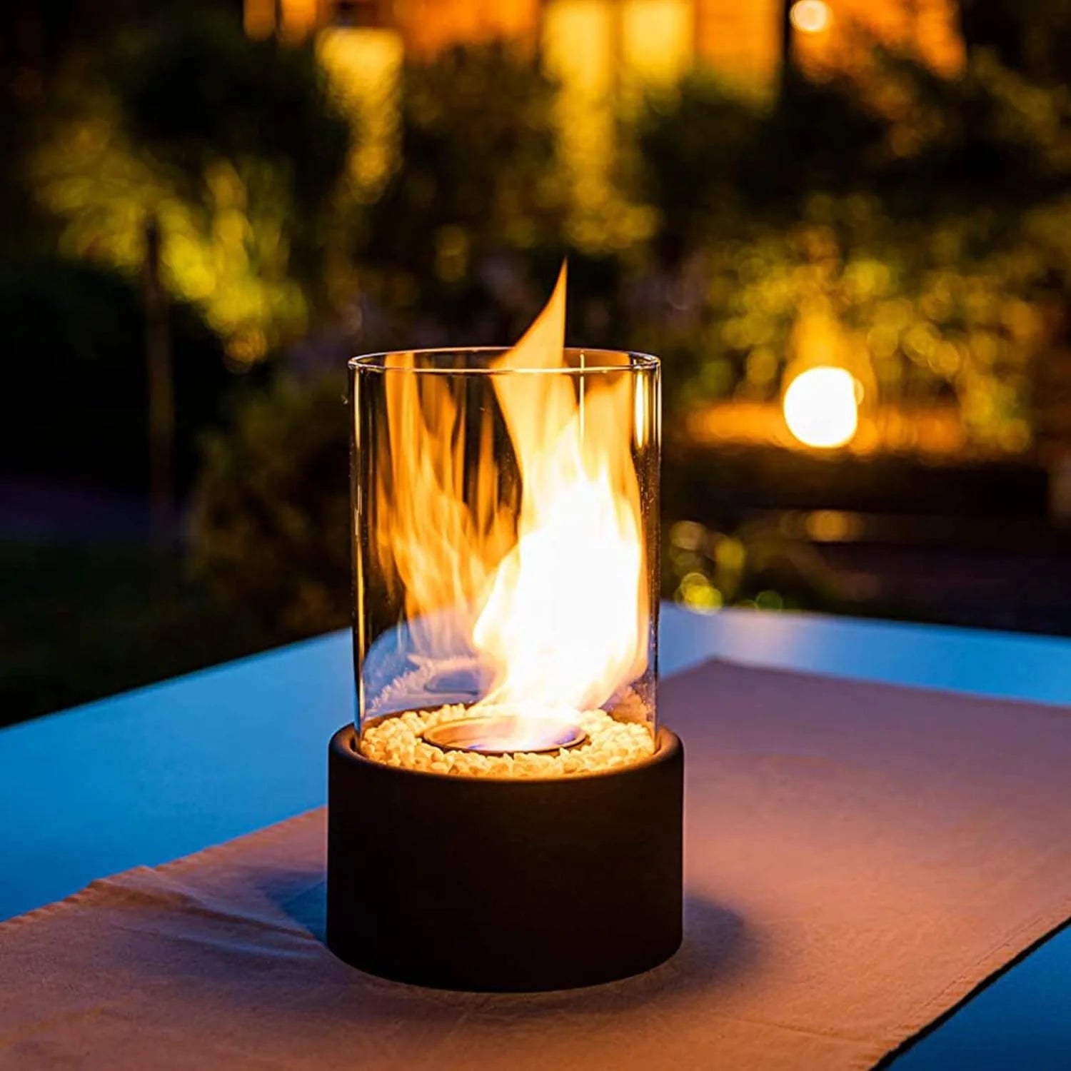 Tabletop Fireplace With Glass Cylinder