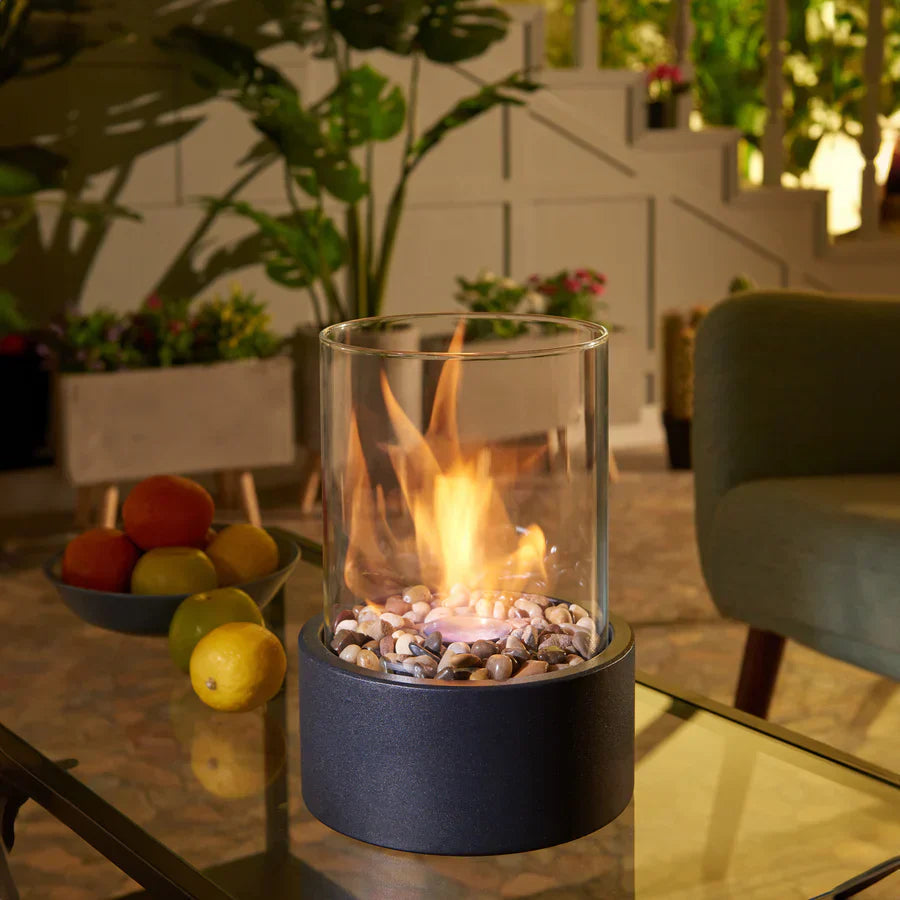 Tabletop Fireplace With Glass Cylinder