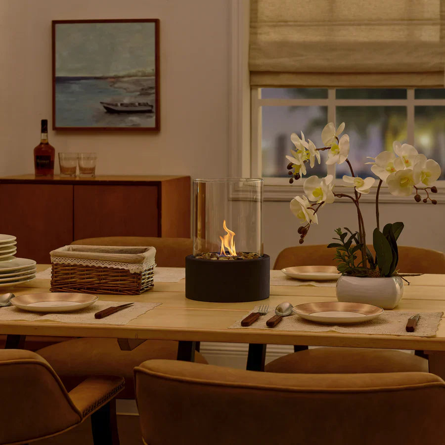 Tabletop Fireplace With Glass Cylinder