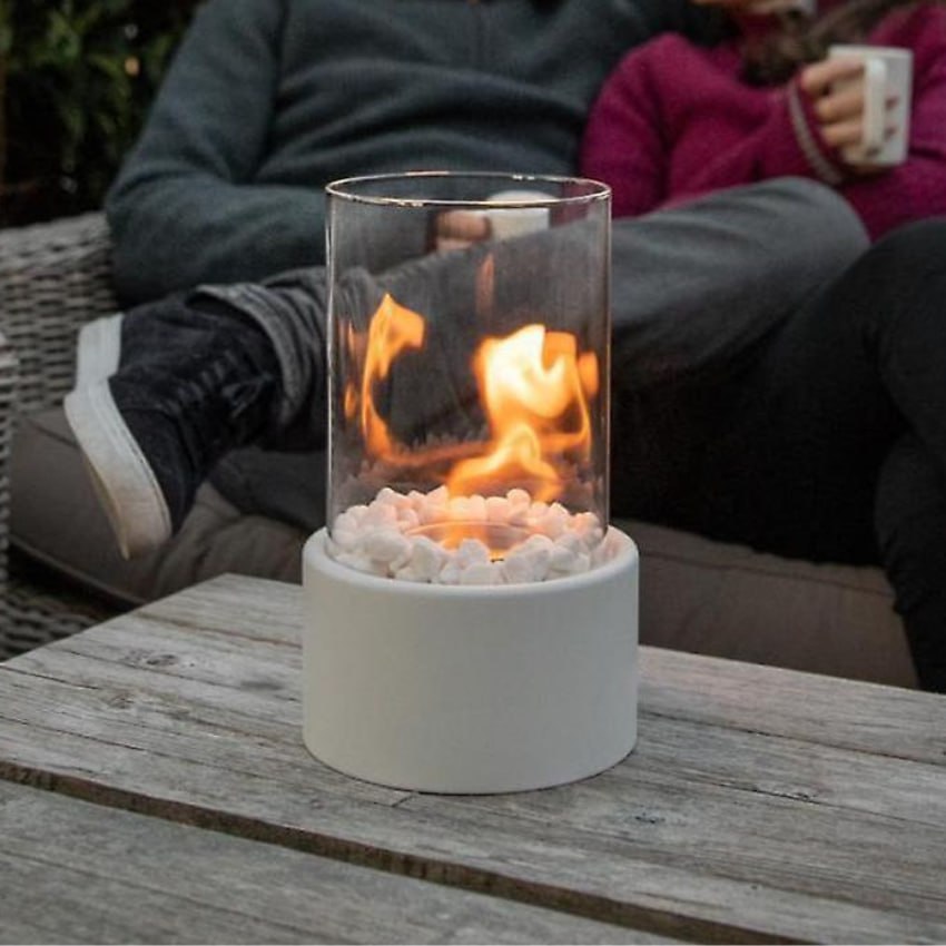 Tabletop Fireplace With Glass Cylinder