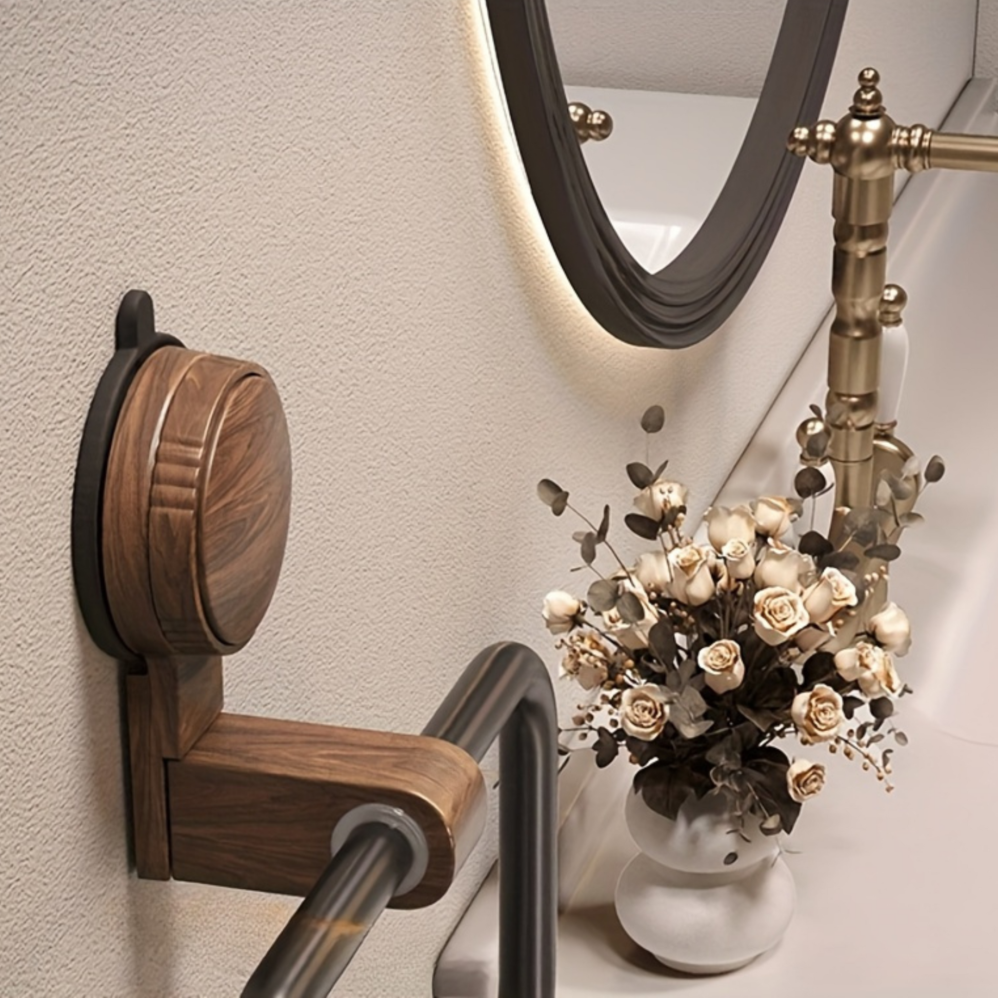 Towel Holder With Walnut Accent