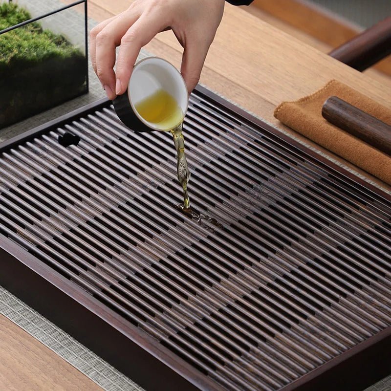 Traditional Japanese Tea Tray With Drain System