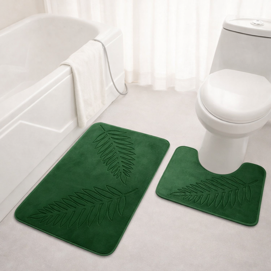 Velvet Memory Foam Bath Mat Set