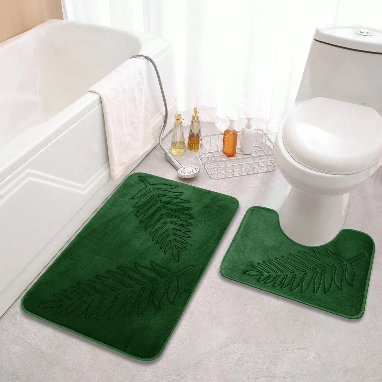 Velvet Memory Foam Bath Mat Set