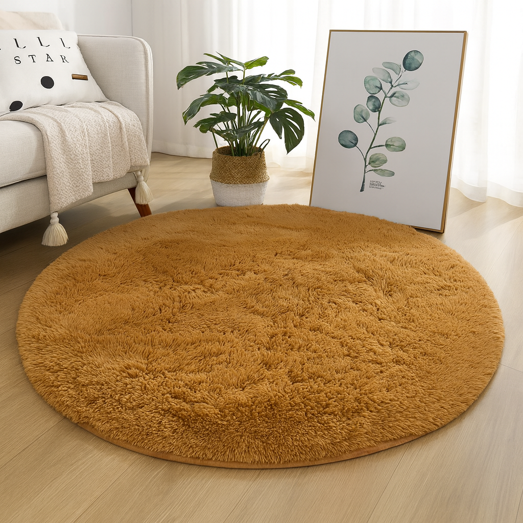 Velvet Round Rug Textured