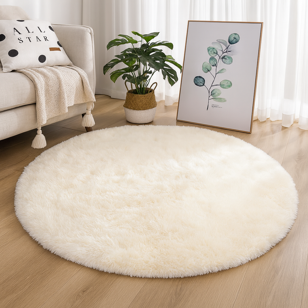 Velvet Round Rug Textured