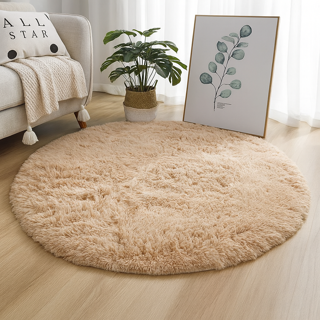 Velvet Round Rug Textured
