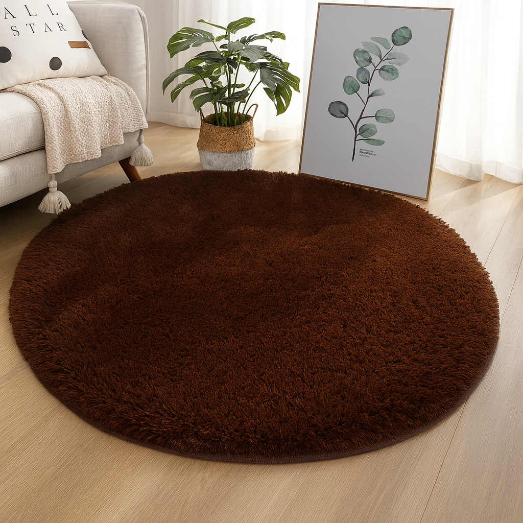Velvet Round Rug Textured
