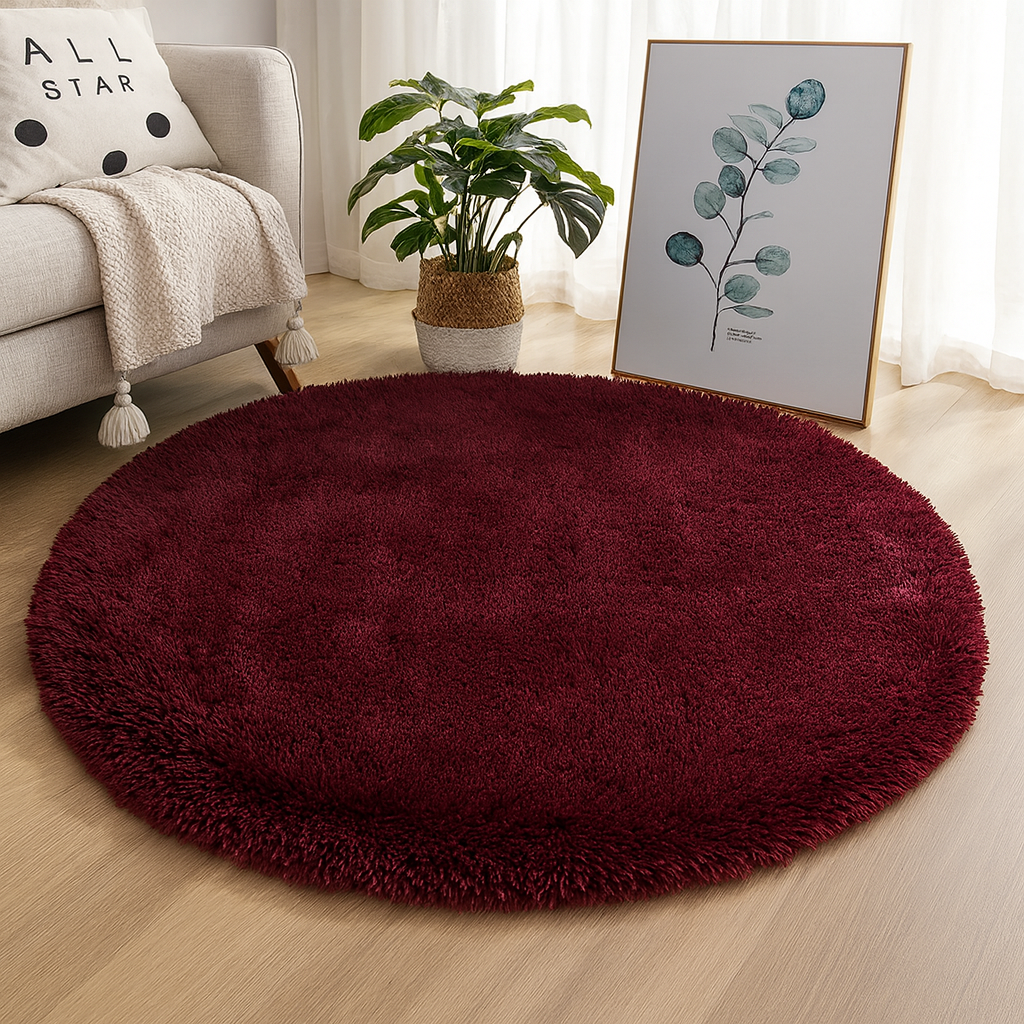 Velvet Round Rug Textured