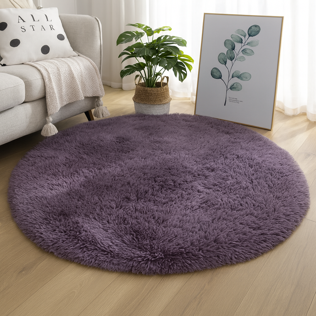 Velvet Round Rug Textured