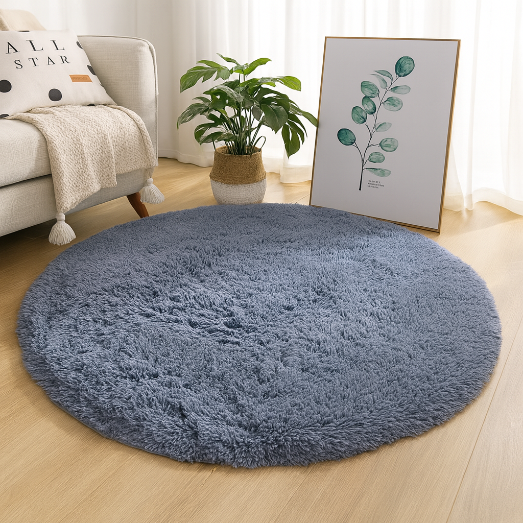 Velvet Round Rug Textured