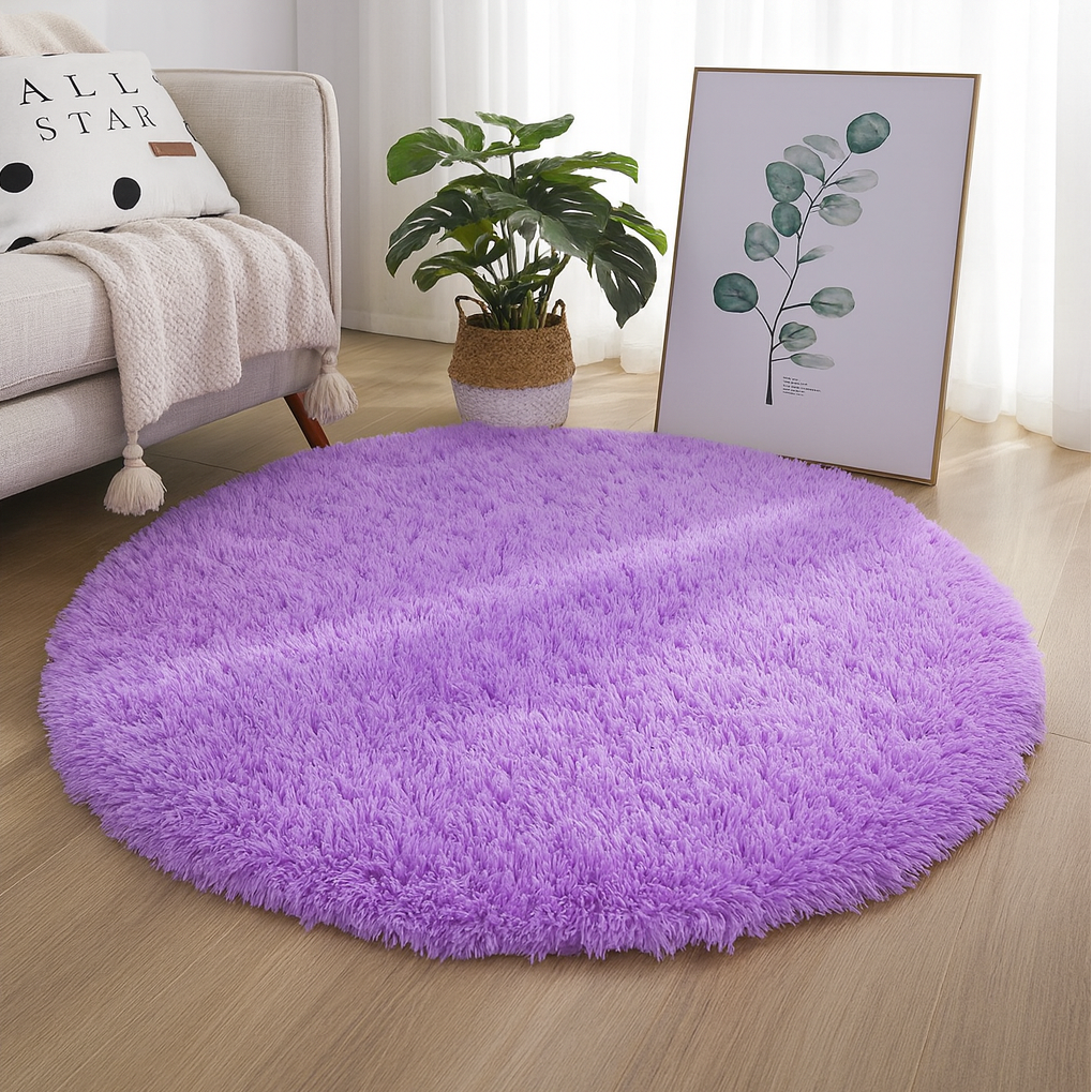 Velvet Round Rug Textured