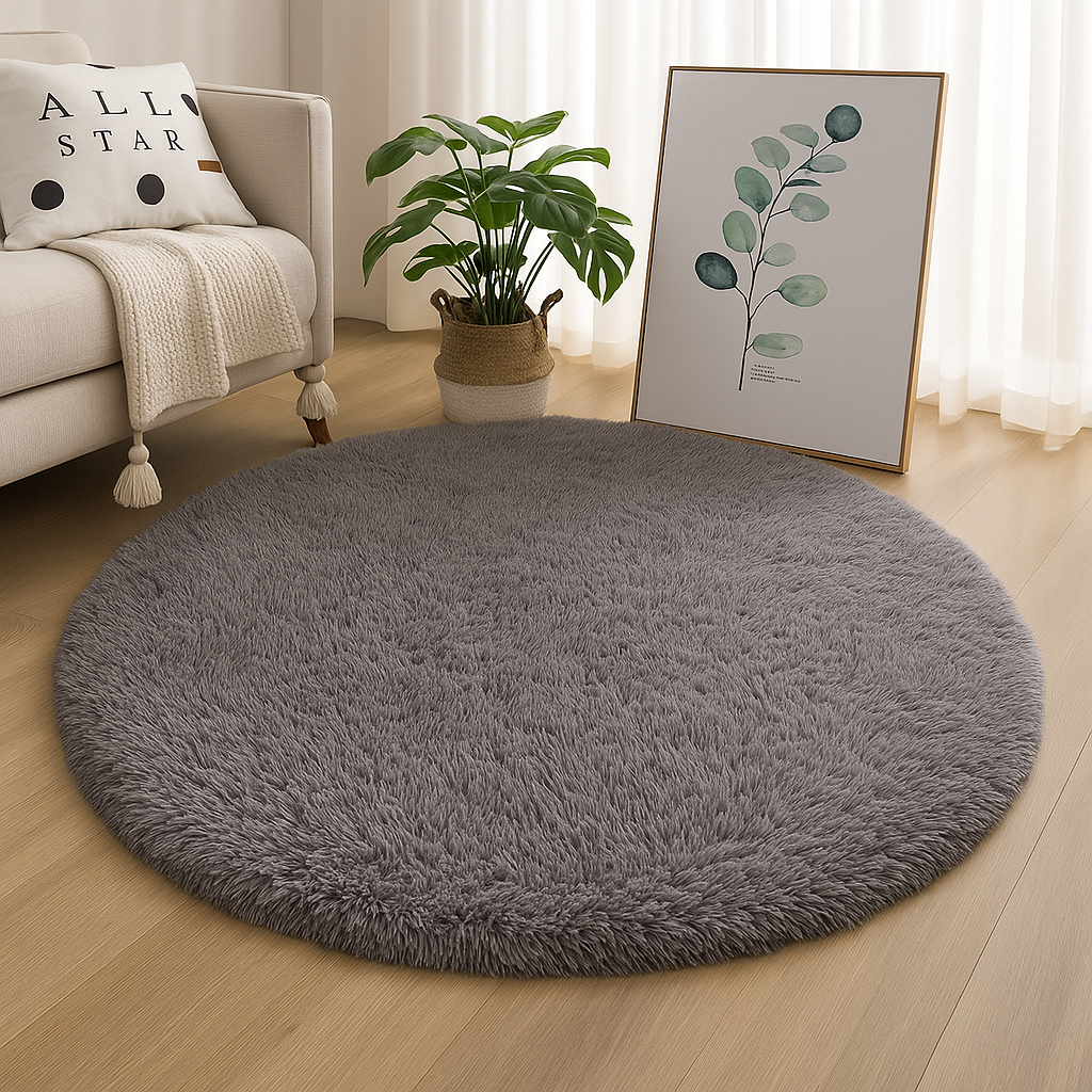 Velvet Round Rug Textured